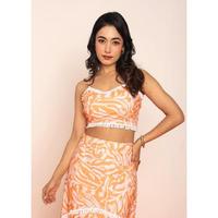 Ensemble coordonné pour femme : Haut tube imprimé et jupe détaillée – Tenue deux pièces élégante et fluide, look tendance, coupe confortable