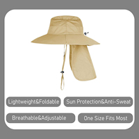 Topi matahari kuning untuk pria wanita dengan tutup leher UPF 50 + perlindungan UV topi Bucket tepi lebar topi memancing mendaki Safari