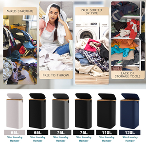 Quần áo cản trở cho giỏ giặt ráp nhỏ giặt cản trở với túi có thể tháo rời & tre xử lý - Product Image 2