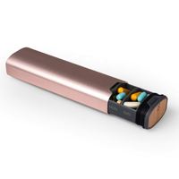Boîte à pilules personnalisable en aluminium et bois, grande capacité, étanche, avec compartiments, pour 7 jours, avec option de recharge, étui de rangement pour pilules