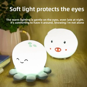 Luz Nocturna <span class=keywords><strong>de</strong></span> Silicona con Botón Táctil, Diseño Animal Moderno y Minimalista, Antiestrés, Colorida, Suave y Adorable, Compañero para Niños en su Habitación - Product Image 4