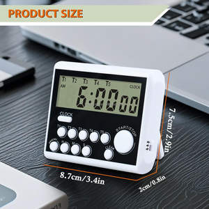 Minuteur de cuisine multi-tâches à <span class=keywords><strong>5</strong></span> groupes, minuteur numérique à cinq événements, <span class=keywords><strong>compte</strong></span> à <span class=keywords><strong>rebours</strong></span>, minuteur de poche, fixation magnétique - Product Image 2