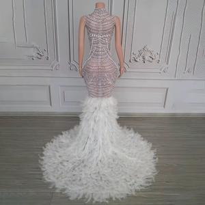 Vestido De Noche De lujo para mujer con <span class=keywords><strong>plumas</strong></span> De cristal manga larga estampado De leopardo Slim Fit Vestidos De Noche para graduación Ao vestido largo - Product Image 3