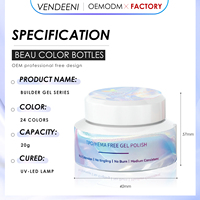 Gel de construction pour ongles Vendeeni Low Heat Hard Opal Glitter 20G TPO HEMA FREE OEM Biab Gel Builder pour extension d'ongles Fournisseur de gel pour ongles