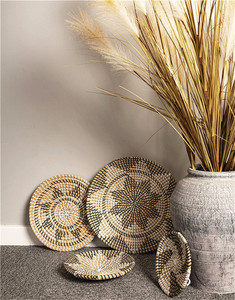Paniers muraux Boho <span class=keywords><strong>en</strong></span> macramé plat tissé, ensemble de 3 paniers <span class=keywords><strong>en</strong></span> rotin et <span class=keywords><strong>osier</strong></span>, décoration de jacinthe d'eau suspendue à la main africaine - Product Image 2