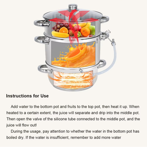 Accessoires <span class=keywords><strong>de</strong></span> cuisine 8L Ustensiles <span class=keywords><strong>de</strong></span> cuisine Cuiseur à <span class=keywords><strong>vapeur</strong></span> pour fruits, <span class=keywords><strong>Extracteur</strong></span> <span class=keywords><strong>de</strong></span> <span class=keywords><strong>jus</strong></span> en acier inoxydable, Presse-agrumes à <span class=keywords><strong>vapeur</strong></span> à induction avec couvercle en verre - Product Image 3