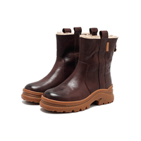Bottines en cuir véritable à lacets pour femmes - Légères et confortables