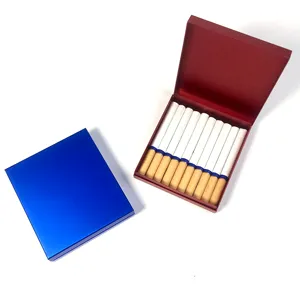 Kotak aluminium rokok wadah penyimpan tembakau kotak penyimpanan baja tahan karat PU kartu merokok aksesoris Kasus