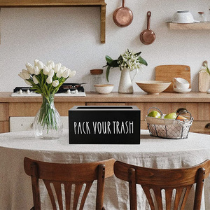 Boîte de rangement en bois rectangulaire de 13,7 cm, type vertical, pour le rangement des sacs poubelles de cuisine - Product Image 2