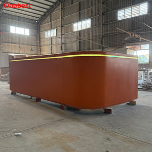 Comptoir d'information rond en pierre orange pour réception et musées - Product Image 3