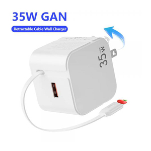35W kép cổng tường sạc với cáp có thể thu vào 2 trong 1 nhanh Trạm Sạc cho Iphone USB C thiết bị - Product Image 2
