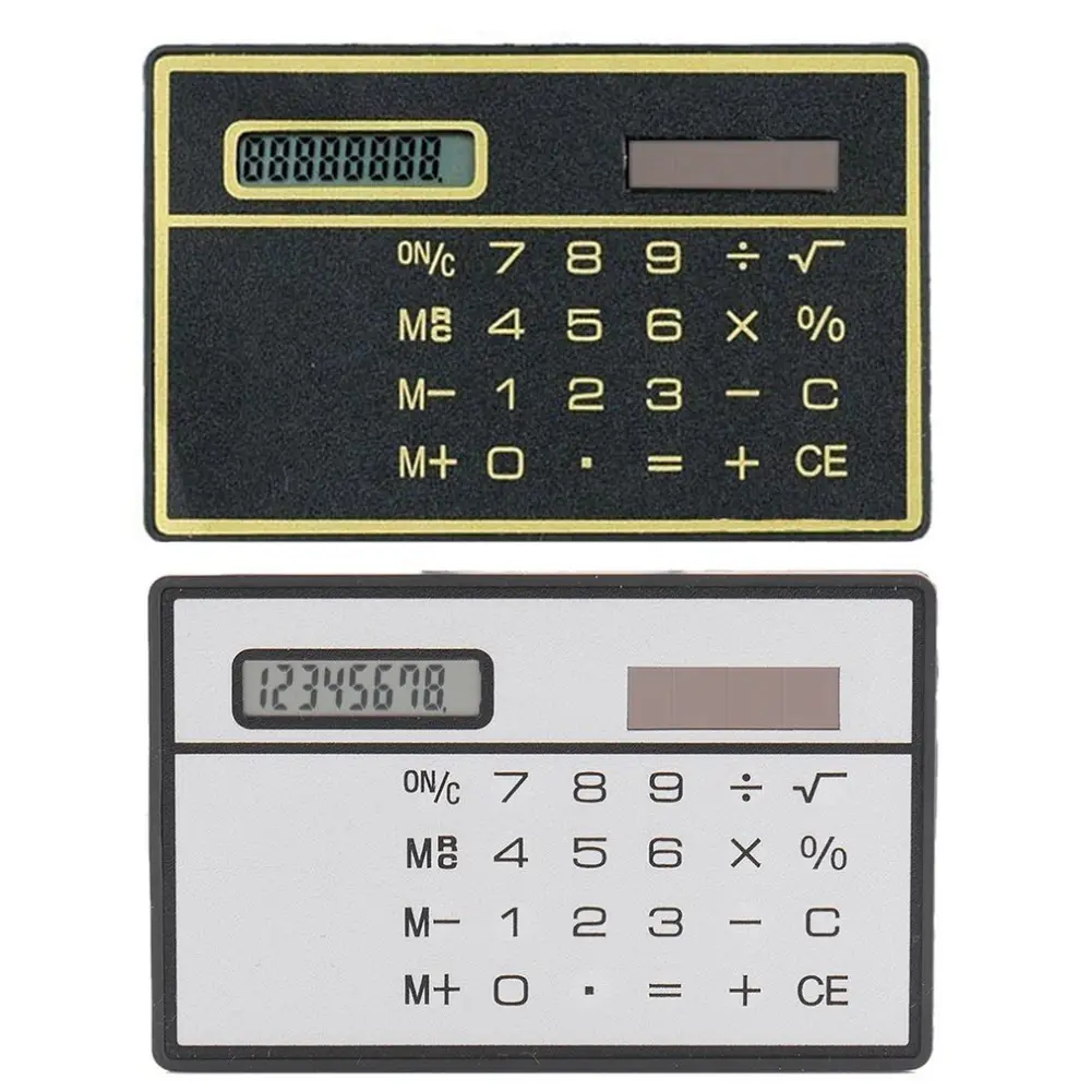 8 dígitos Calculadora de Energia Solar Ultra Fino com Tela Sensível Ao Toque de Design De Cartão De Crédito Portátil Mini Calculadora para a Escola de Negócios