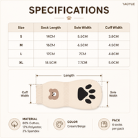 Chaussettes pour chien en coton mélangé à double face antidérapantes avec broderie d'ours et motif de patte, durables pour petits chiens