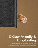 Maison pour chat en feutre de laine bicolore noir et gris, détachable, avec décor floral blanc, lit-cave pliable en feutre avec tapis en peluche doux