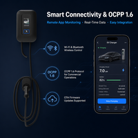 Nouvelle borne de recharge murale pour véhicules électriques NECS modèle 3012 AC, monophasée 32A, câble de 5 m, type 2, 22 kW, noire, fabricant OEM