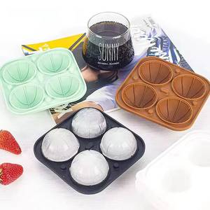 Moule à glace en silicone en forme de cube de basketball de 2 pouces, 4 cavités vides, pour la fabrication de glaces - Product Image 1