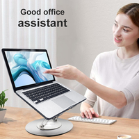 360 °   Support d'ordinateur portable rotatif et pliable, réglable, en aluminium et plastique, avec refroidissement, ergonomique, pour ordinateurs portables de 14 à 17,3 pouces