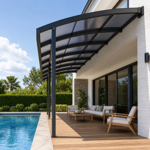 Auvent de <span class=keywords><strong>terrasse</strong></span> en alliage d'aluminium imperméable, auvent <span class=keywords><strong>transparent</strong></span> incurvé, protection solaire <span class=keywords><strong>pour</strong></span> <span class=keywords><strong>terrasse</strong></span> extérieure, balcon - Product Image 2