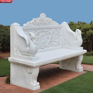 Tay Chạm Khắc Đá Tự Nhiên Vườn Ngoài Trời Tượng Thiên Nga Trắng Ghế Dài Bằng Đá Cẩm Thạch - Product Image 6