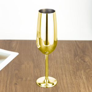 Flûtes à champagne en acier inoxydable incassable à long pied, couleur or rose, 260 ml, avec logo personnalisé, pour les fêtes, les bars et les restaurants - Product Image 2