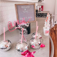 Disco Ball Cup avec paille Cocktail boisson tasse Bachelorette poule fête fournitures discothèque Bar fête boisson verre à vin anniversaire décor