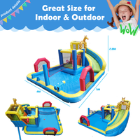 Toboggan aquatique gonflable pour l'humide et le sec, château gonflable pour enfants avec souffleur d'air, piscine à jets d'eau