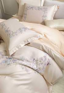 Parure de lit haut de gamme en mélange d'armoise et de coton, style moderne, housse de <span class=keywords><strong>couette</strong></span> antibactérienne, <span class=keywords><strong>anti</strong></span>-acariens, respirante et douce - Product Image 3