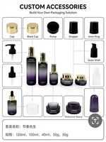 Ensemble d'emballages cosmétiques de luxe en verre dégradé 120ml 100ml 40ml 50g 30g avec logo personnalisé, pompe, compte-gouttes et couvercle doré pour soins de la peau masculins