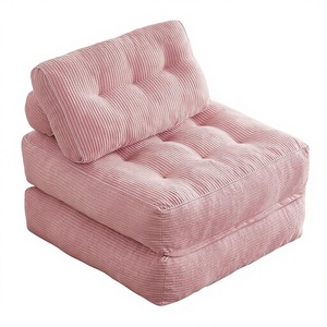 Ghế sofa gấp vải một chỗ ngồi hiện đại dành cho người lớn Phòng khách Phòng chờ Không gian nhỏ Chuyển đổi màu hồng - Product Image 1