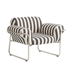 Divano Monoposto con Motivo Zebrato Stile Bauhaus, Sedia Cantilever in Acciaio Inossidabile - Vendita Diretta dalla Fabbrica per Alloggi Turistici - Product Image 4