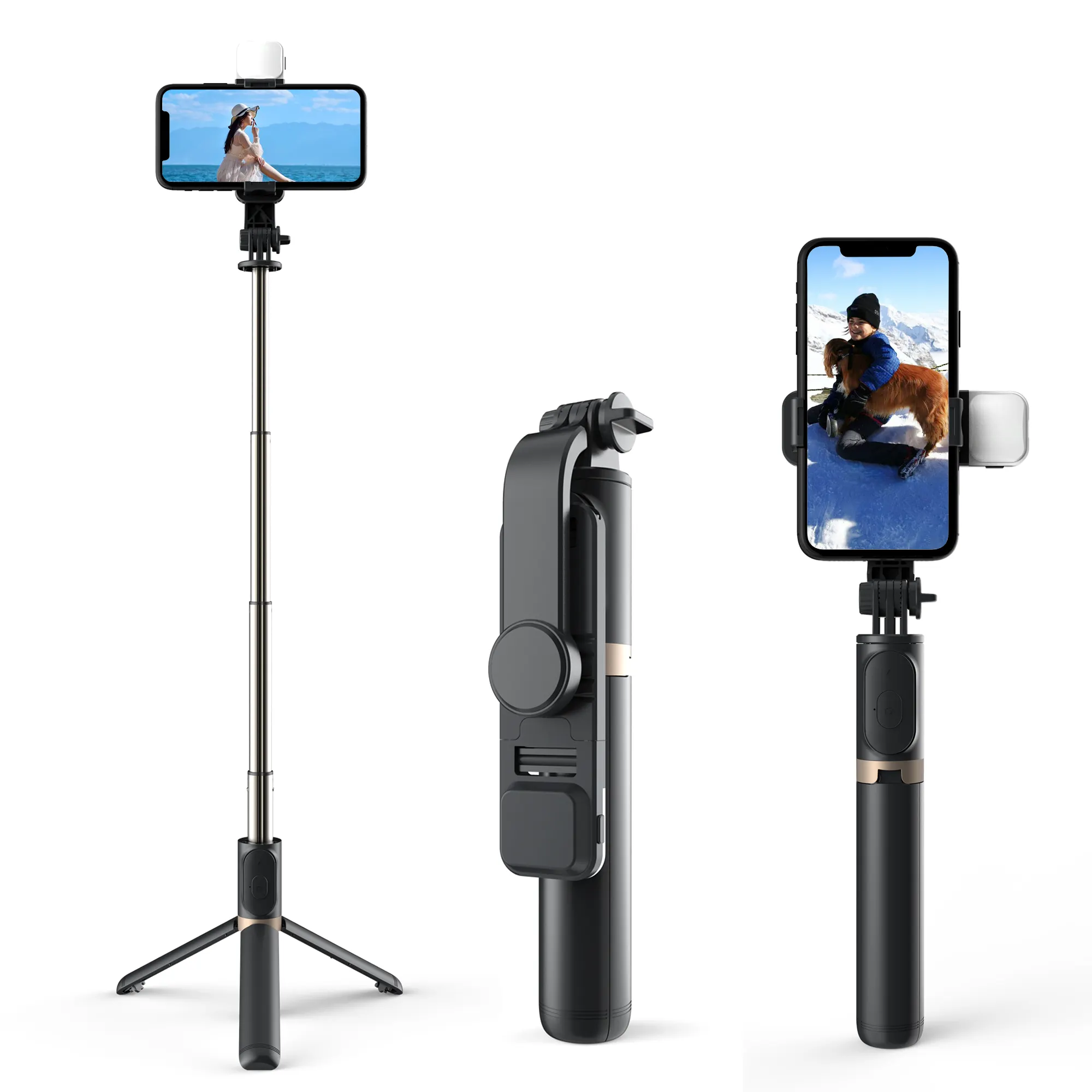 Tripod selfie stick comes with a tripod without disassembly, one live outdoor camera mini stand