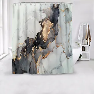 CF BCRP124 wholesale customized High quality Factory Price Hookless Waterproof Bathroom Curtain Plus Luxury Shower Curtain Set