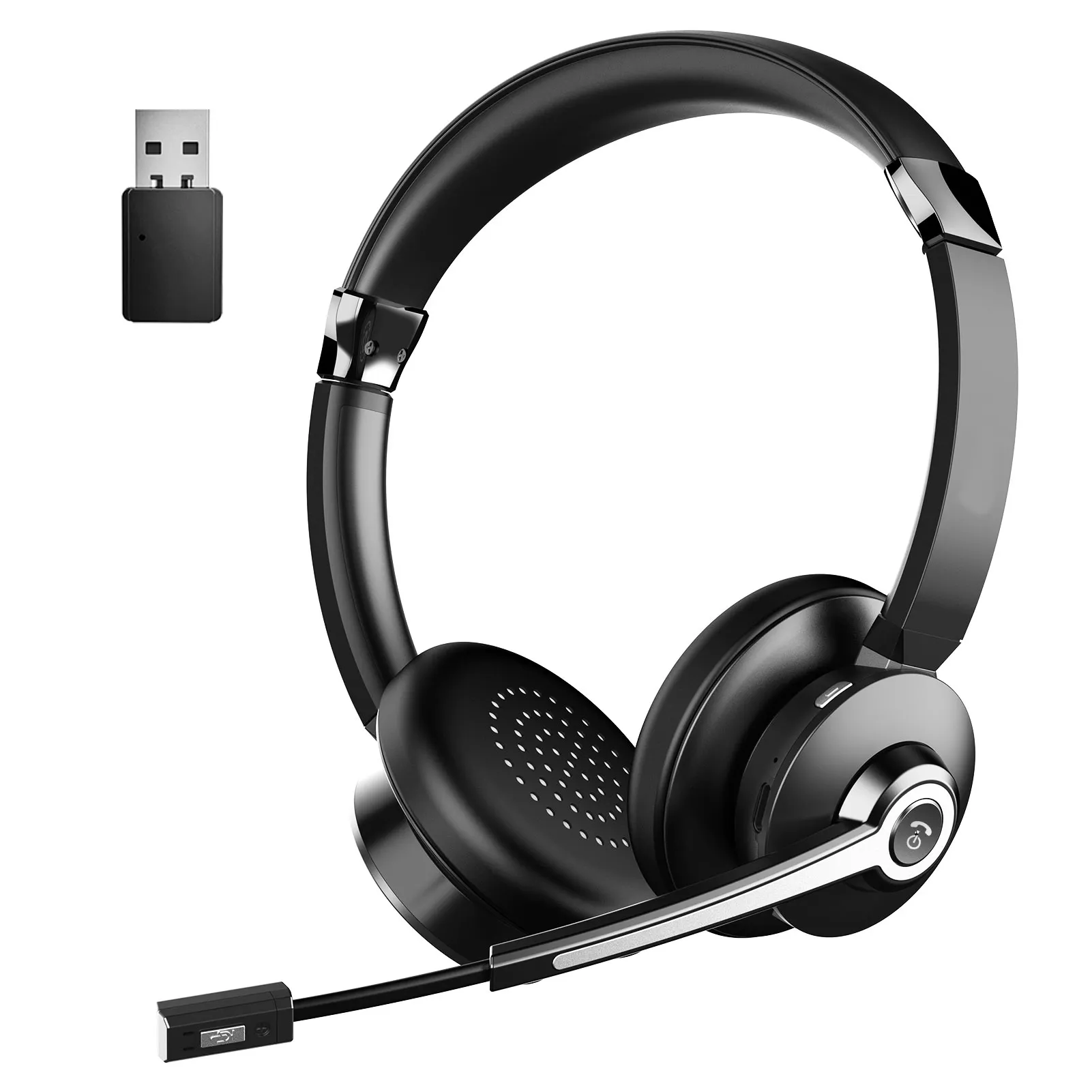 Draadloze Hoofdtelefoon Met Microfoon Noise Cancelling, Op Ear Hoofdtelefoon Met Microfoon Mute, handsfree Pc Headsets Voor Zoom/Ms Teams/S