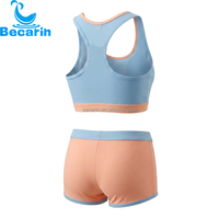 Maillot de bain deux pièces pour femmes, coloré, style sport, débardeur à col en U, short de bain pour le surf