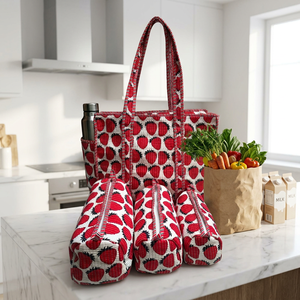 Bolsa de Mano Acolchada de Algodón, Estilo Vintage, Estampado Floral, Asa Suave y Resistente, Cierre de Cremallera, Ligera, Ecológica, Reutilizable, Fácil de Llevar - Product Image 4
