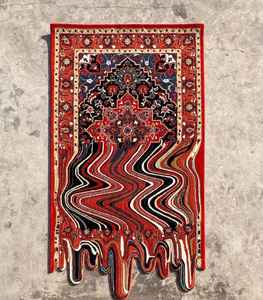 Tapis en laine et soie tufté à la main sur mesure de qualité supérieure, tapis jacquard moderne à poils moyens, poils bouclés, support en PVC - Product Image 5