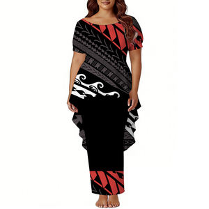 ชุดเดรสทรงเมอร์เมดคุณภาพสูงสั่งตัดได้ ดีไซน์หรูหราสำหรับสุภาพสตรี ชุดโพลีนีเชียน ปูเลตาซี แบบเปิดไหล่ แขนพองสั้น ทรงหางปลา ชุด 2 ชิ้น - Product Image 3