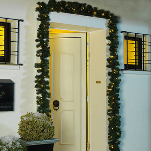 <span class=keywords><strong>Guirlande</strong></span> <span class=keywords><strong>de</strong></span> <span class=keywords><strong>sapin</strong></span> artificielle verte avec lumières LED, feuilles vertes, décoration <span class=keywords><strong>de</strong></span> Noël, IP44, alimentée par batterie rechargeable, décoration extérieure - Product Image 5