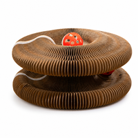 Griffoir pour chat en carton accordéon, pliable, avec jouet à bille pour chats d'intérieur, soin des griffes