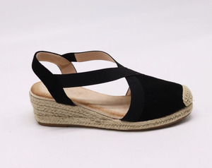 2024 printemps et été rétro Baotou paille tissée sandales compensées sandales à bout compensé à sangle croisée, sandales grande taille pour femmes - Product Image 5