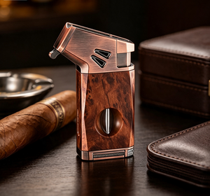 Windproof Blue Flame Luxury Cigar <b>Lighter</b> With Cutter Puncher <b>Custom</b> Logo Portable Cigar Accessories For Wholesale - Product Image 1