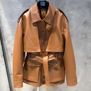 Натуральная овечья кожа куртки однобортная кожаная куртка женская роскошная кожаная куртка - Product Image 1