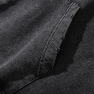 사용자 정의 도매 빈티지 대형 헤비급 프랑스 테리 남성 산성 세척 고민 OEM 패치 지퍼 후디 - Product Image 5