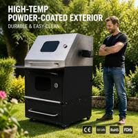 Parrilla de Carbón Portátil para Exteriores, Ahumador Combinado de 75 cm, Acero Inoxidable 304, Estación de Barbacoa con Asador de 15 W, Ruedas para Camping y Jardín