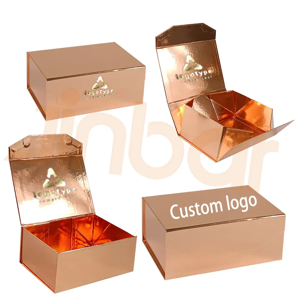 Seasonal Gift Boxes Custom Baby Birth Paper Box Custom Logo Glossy Gold Magnetic Lid Jewlery Boxes Packaging
