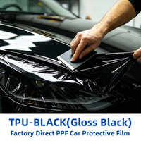 Rollo de Película Protectora de Pintura Negra Brillante de TPU Lubrizol USA de 7.5mil, Garantía de 10 Años, Autoregenerable, Antiamarilleo, PPF Invisible para Automóviles