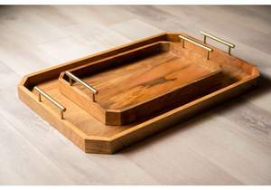 Poignée de plateau de service à thé en bois gigogne de style rustique XL personnalisée écologique pour la maison hôtel pièces de décoration pour le stockage - Product Image 4