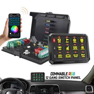 APP Controle Barco Marinho Automotivo ON-Off RGB Escurecimento 12 Gang Switch Painel 12V 24V Com Caixa De Controle De Circuito para Luz Offroad