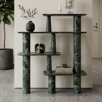 Console de rangement minimaliste en marbre vert, meuble design pour entrée et couloir, idéal pour villas et hôtels, vente en gros, personnalisation OEM