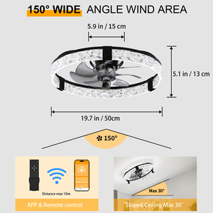 6-speed Nordic Modern Style Acrylic LED DC Motor Fan <b>Light</b> with <b>Remote</b> <b>Control</b> and Dimmable for Kitchen Application - Product Image 2